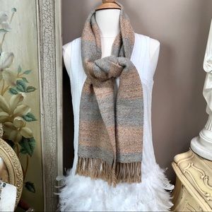 Gallieni gray and beige blended wool scarf